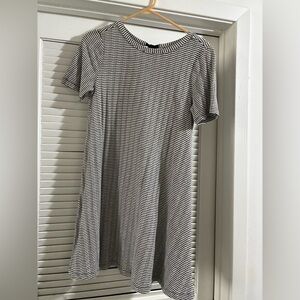 LOFT Black and White Striped Mini Dress
